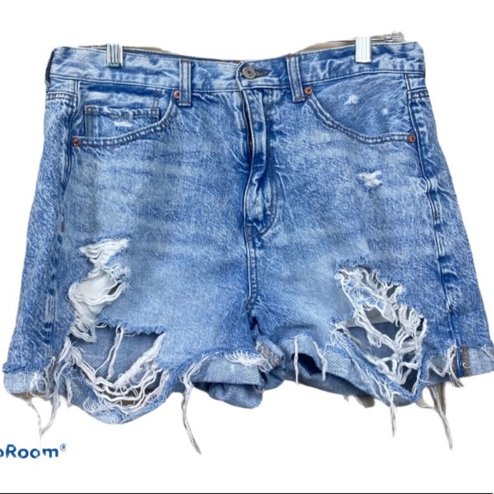 American Eagle high-rise distressed mom shorts